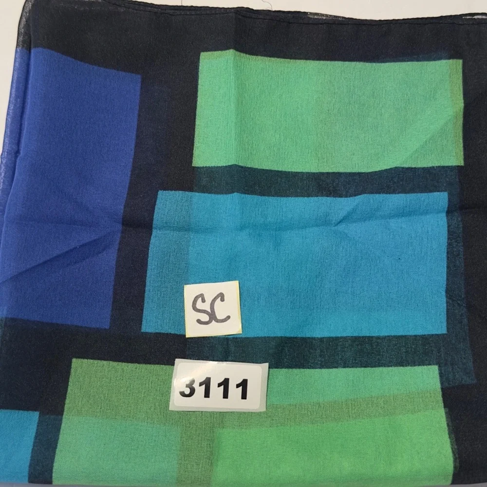 Kathie Lee Collection Blue Green Geometric ColorBlock Square Scarf Italy Y2K VTG